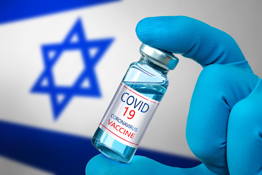 חיסון לקורונה ברקע דגל ישראל